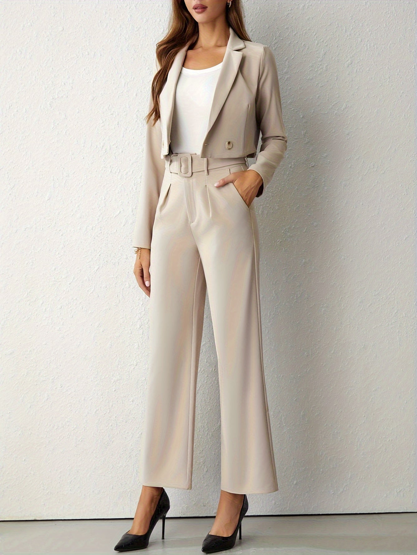 Cailyn Dames Broekpak- Cropped Blazer Set