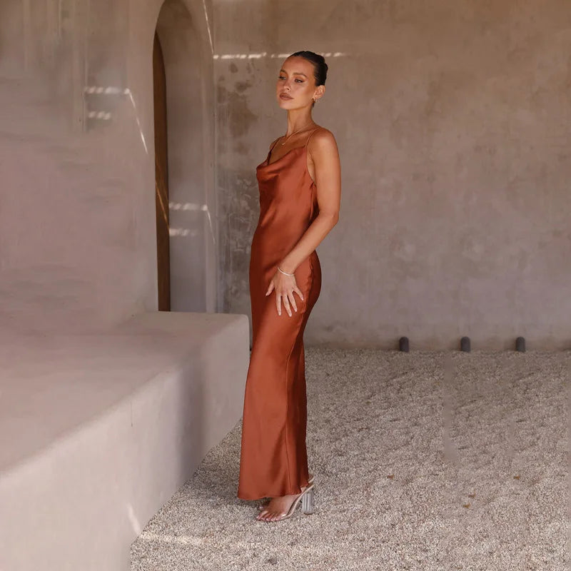 Satijnen Slipdress met open rug