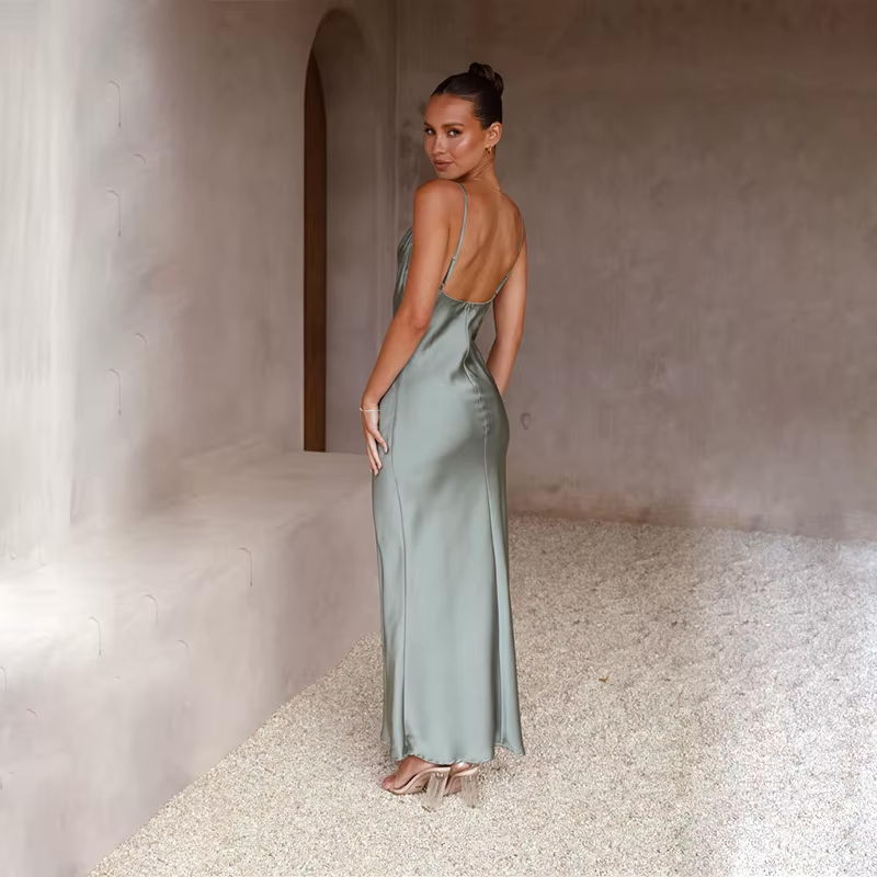 Satijnen Slipdress met open rug