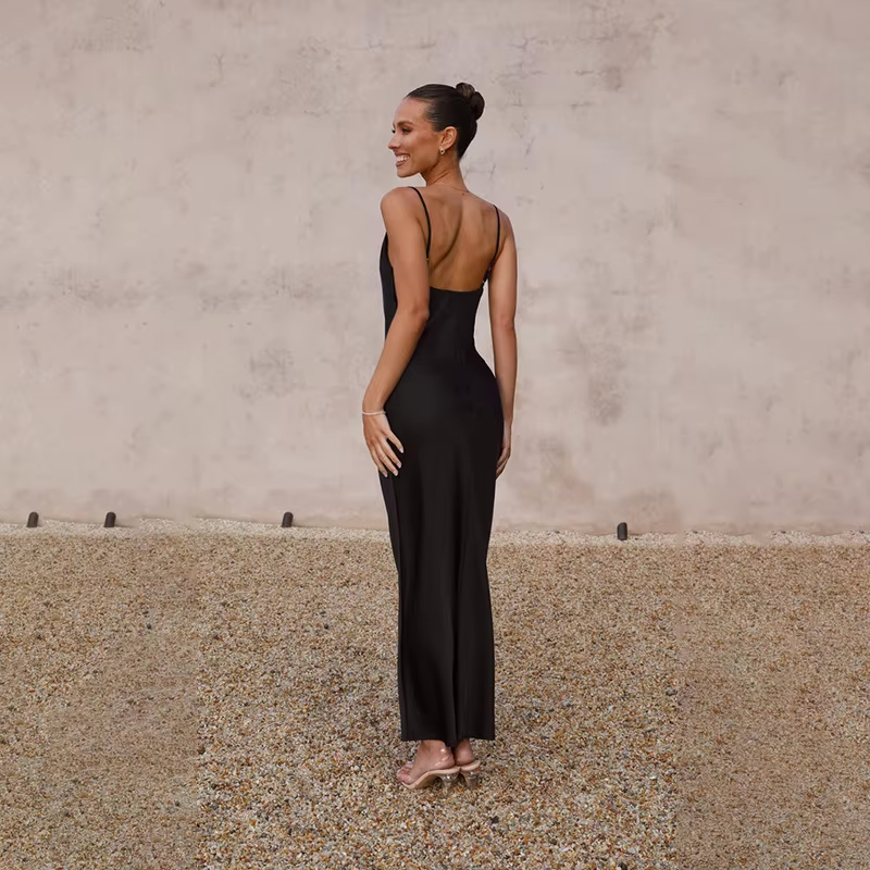 Satijnen Slipdress met open rug