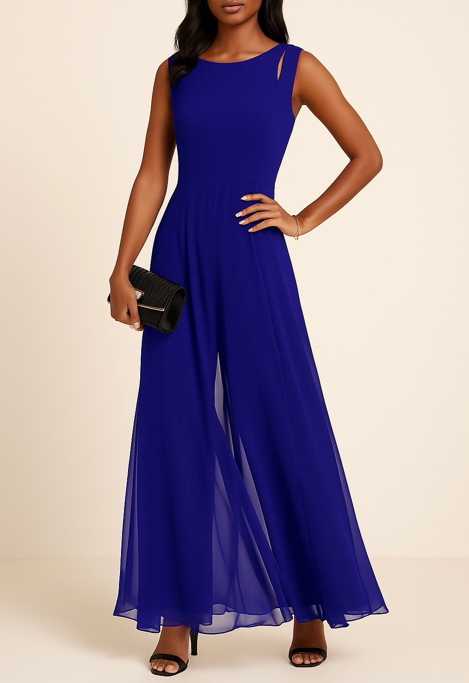 Emerie Chiffon Jumpsuit voor Dames - Elegante Wide-leg Overlay