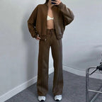 Fleece Loungewear Set met Bomber & Wide-leg Broek