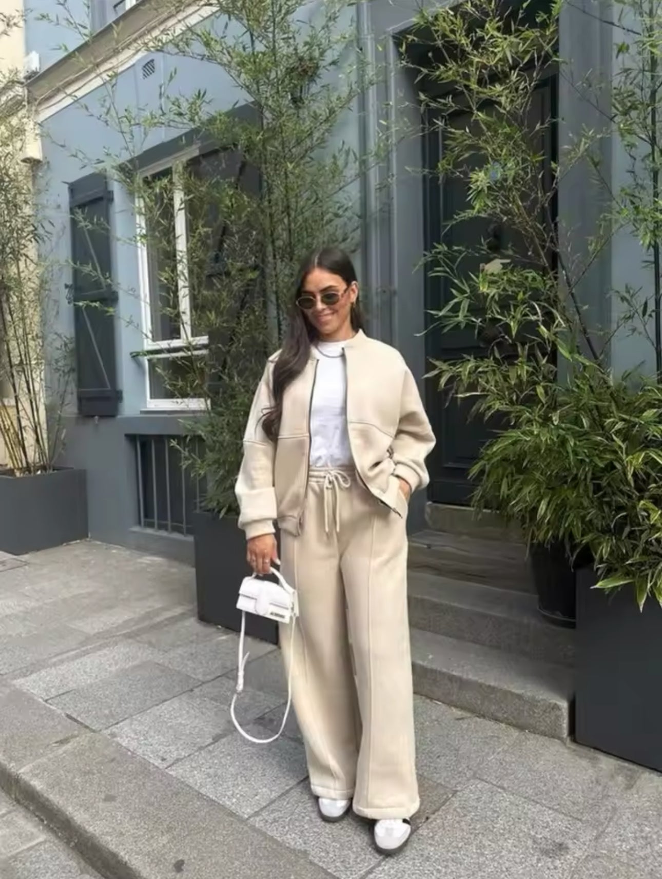 Fleece Loungewear Set met Bomber & Wide-leg Broek