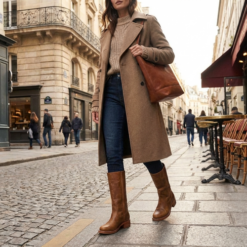 Clarisa Leren Dames Laarzen - Klassiek Western Stijl