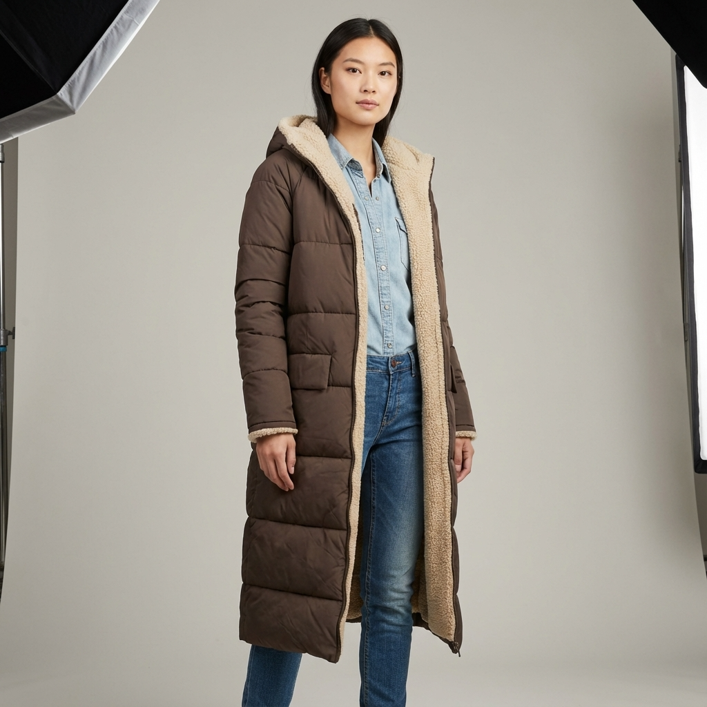 Kelci Dames Pufferjas - Casual met Sherpa Voering en Capuchon