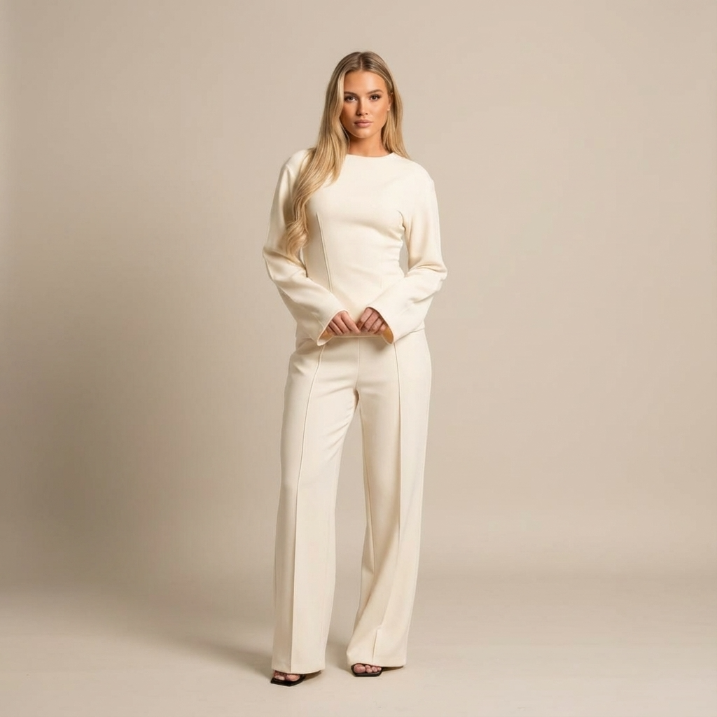 Aubriana Dames Set - Modern Elegante Pofmouwen & Wijde Broek