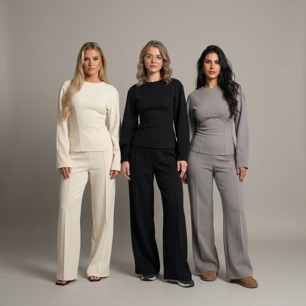 Aubriana Dames Set - Modern Elegante Pofmouwen & Wijde Broek