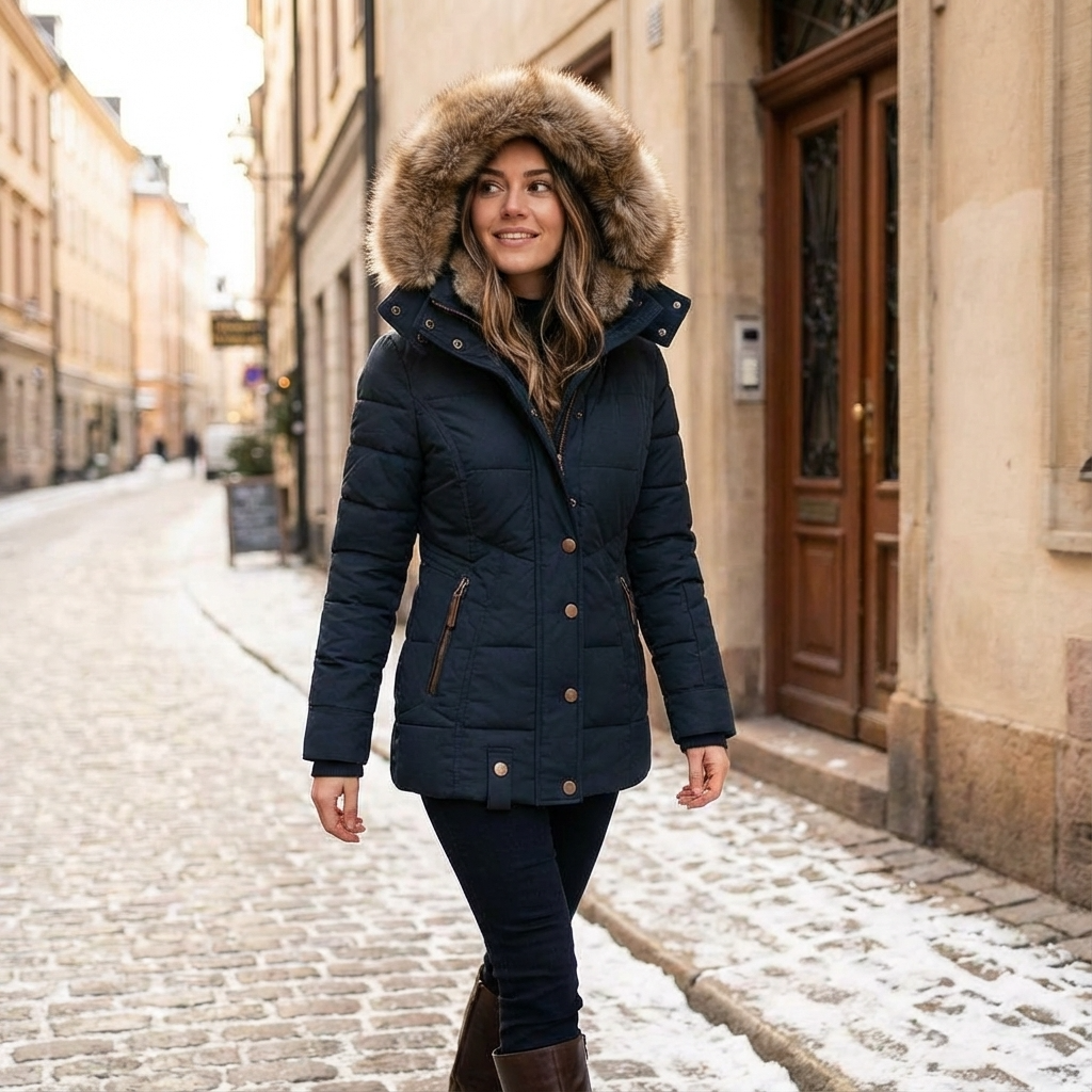 Modavo Lovie Dames Puffer Jas - Casual met Bontkraag