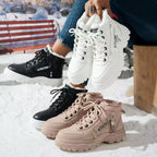 Leren Laarzen Gevoerd met Faux Bont en Platformzool