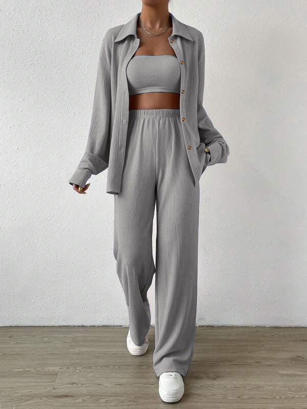 Comfortabel Gebreide Loungewear Set met Ribstof