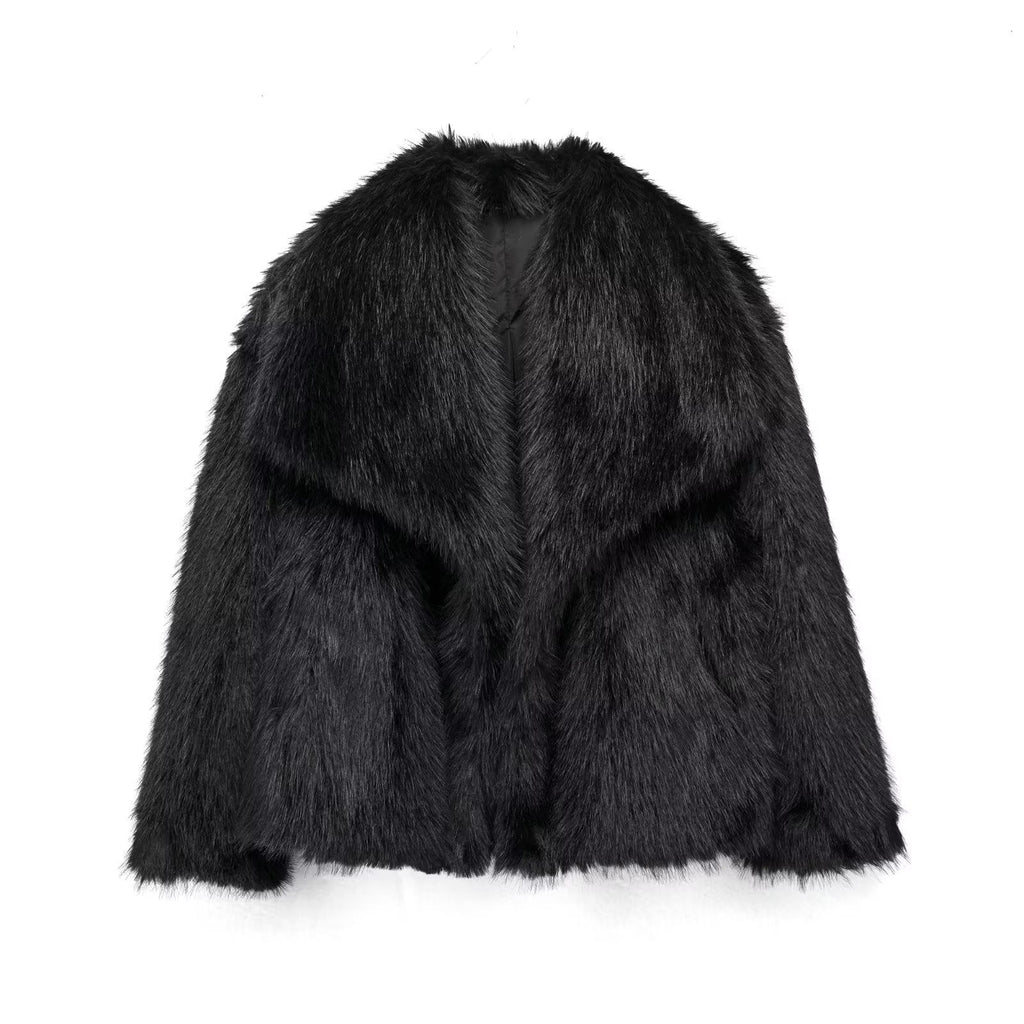 Faux Fur Jas met Glamoureuze Oversized Kraag
