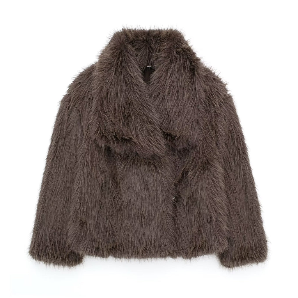 Faux Fur Jas met Glamoureuze Oversized Kraag