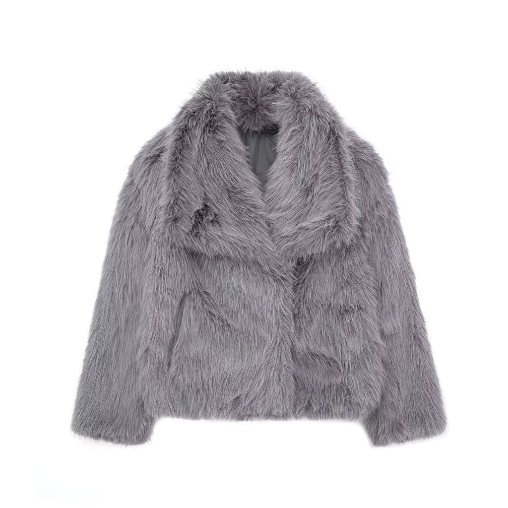 Faux Fur Jas met Glamoureuze Oversized Kraag