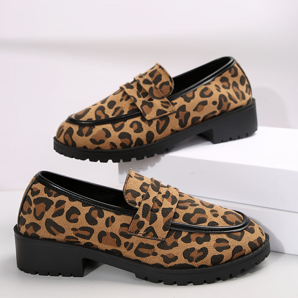 Chunky Loafers met Luipaardprint