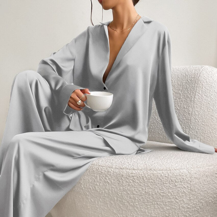 Joslynn Luxe Satijnen Dames Pyjama Set - Relaxte Loungewear