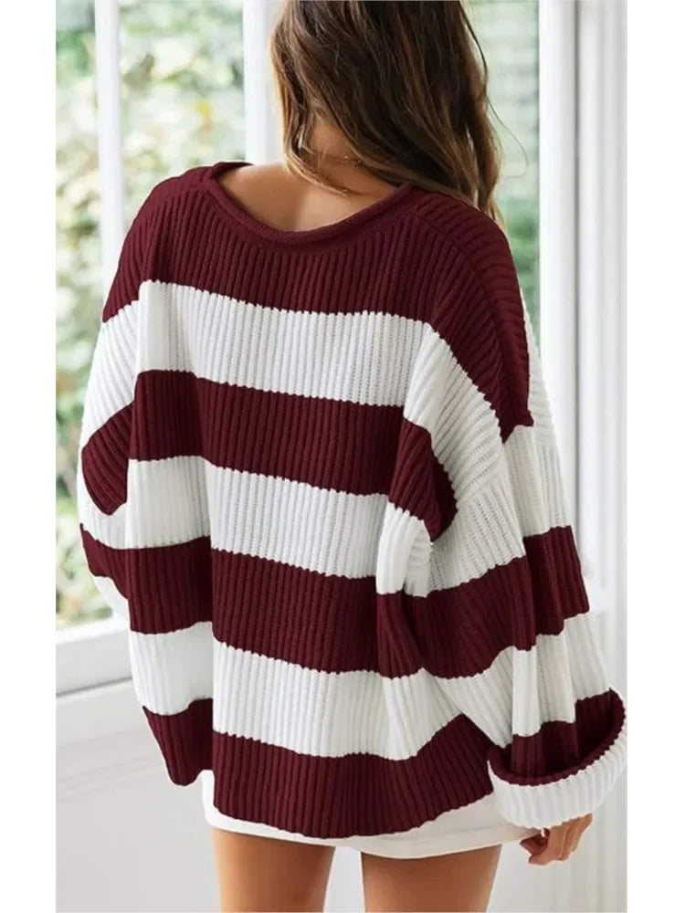 Esme Knit Sweater Dames  - Casual Oversized Gestreepte Trui