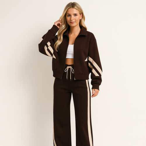 Vera | Dames Trainingsset - Ademend Met Contrasterende Strepen 0