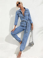 Catalina Denim Jumpsuit voor Dames - Casual Chic met Ceintuur