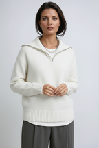 Christel Knit Sweater  - Eigentijdse Quarter-zip Trui