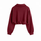 Sweatshirt met Halve Rits Kraag en Trekkoord