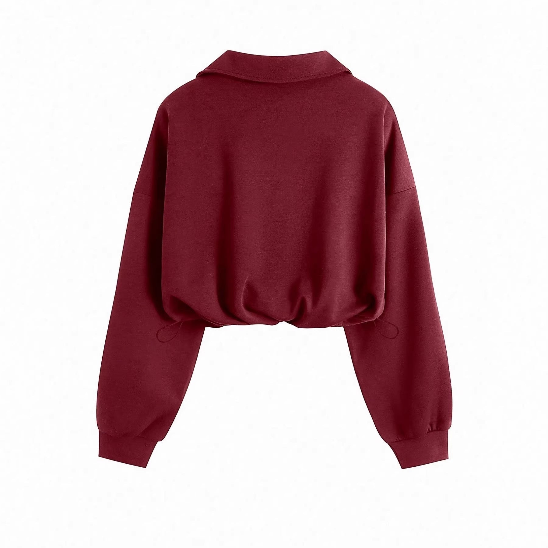 Sweatshirt met Halve Rits Kraag en Trekkoord