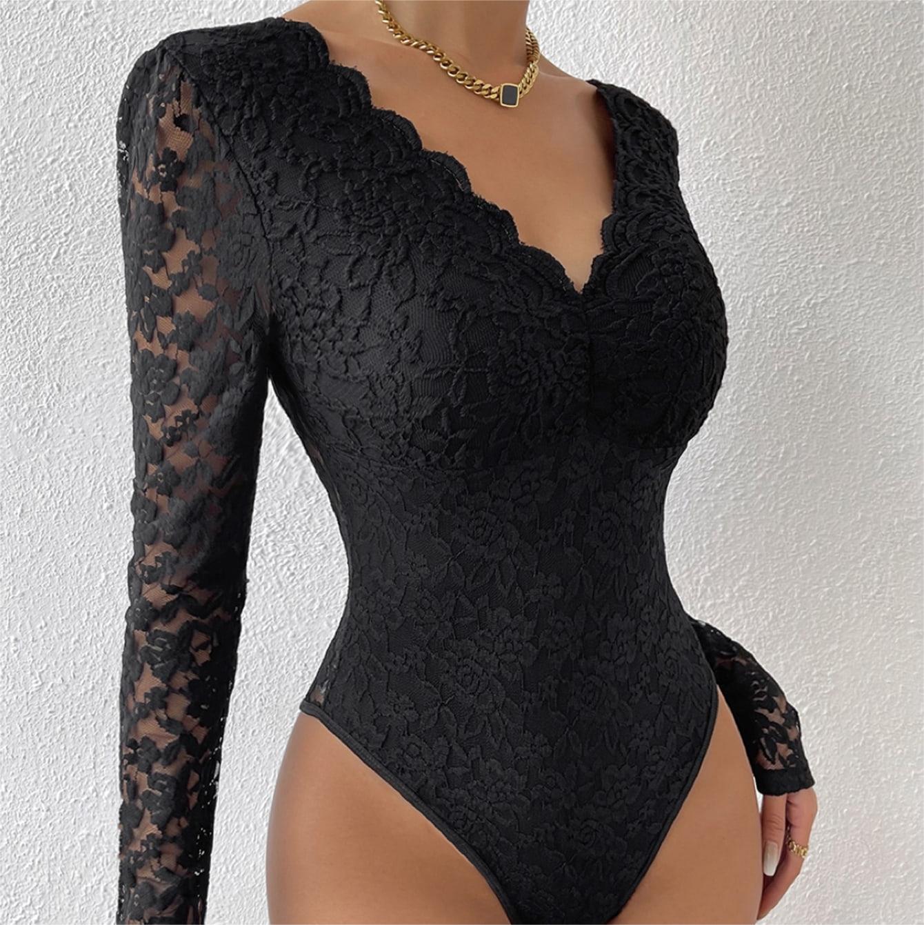 Bodysuit met Bloemenkant Overlay