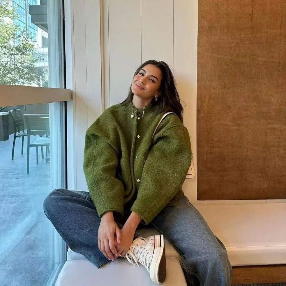 Brianda - Casual Gebreide Dames Jas met Textuur