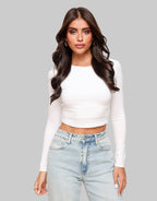 Witte Basic LS Cropped - Top - Olivia & Kate