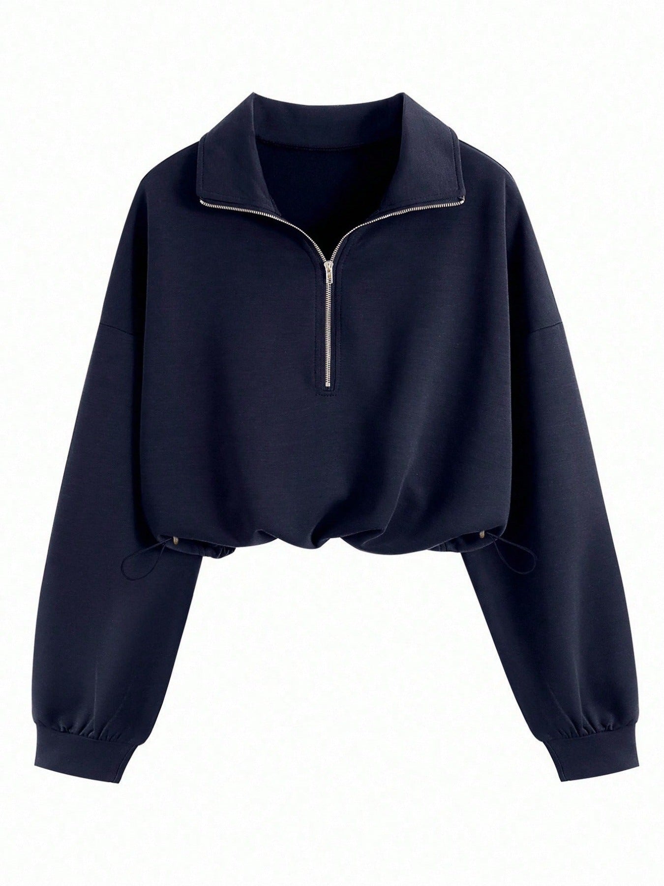 Sweatshirt met Halve Rits Kraag en Trekkoord