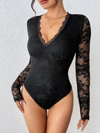 Lace Bodysuit met Bloemenkant Detail