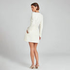 Tweed-look Jurk met Parelaccenten