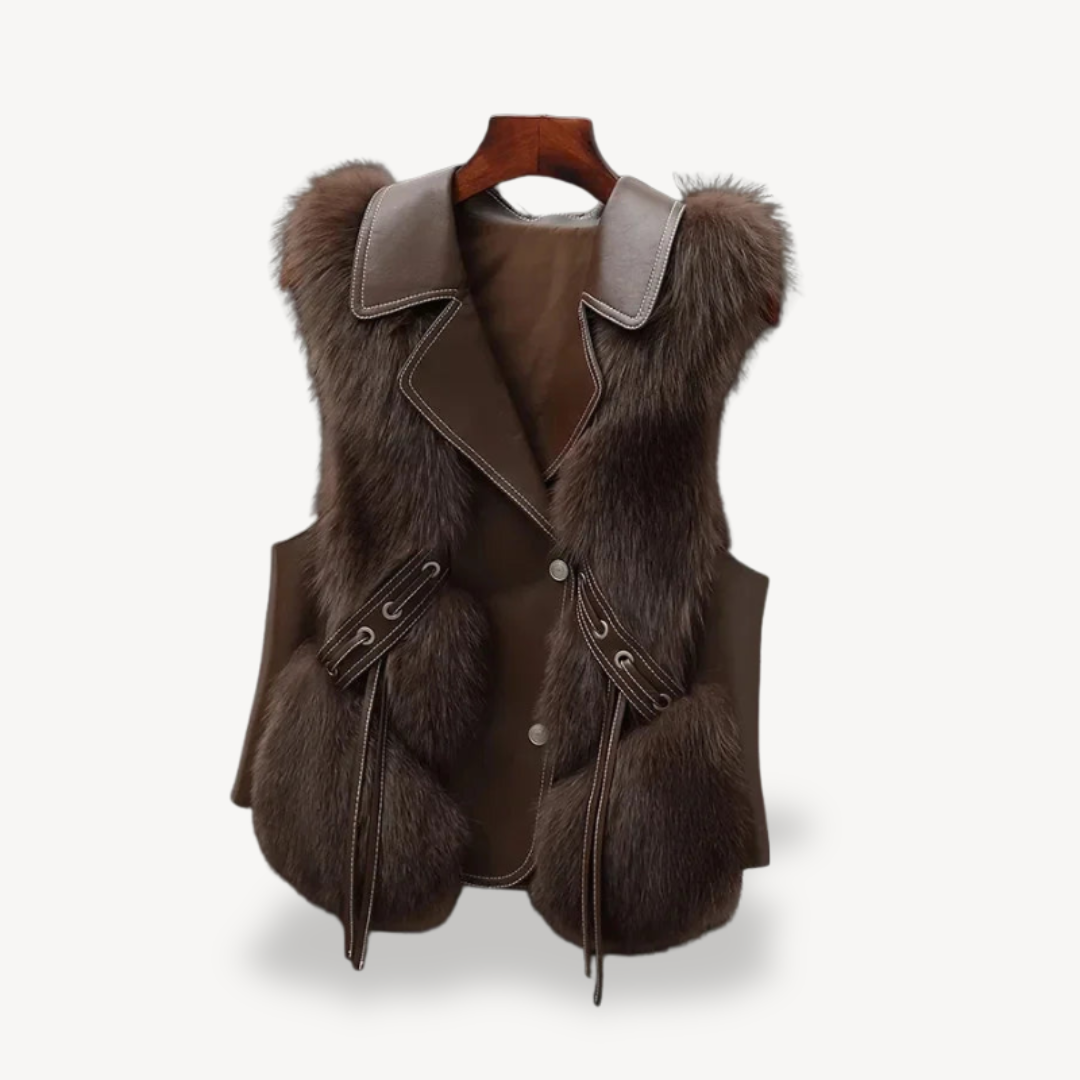 Vest met Bont-afgezette Details