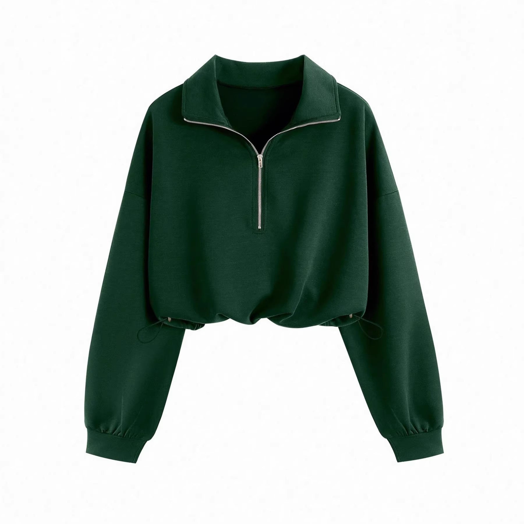 Sweatshirt met Halve Rits Kraag en Trekkoord