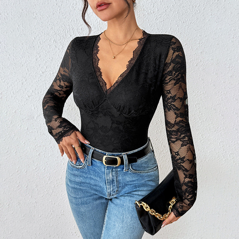 Lace Bodysuit met Bloemenkant Detail