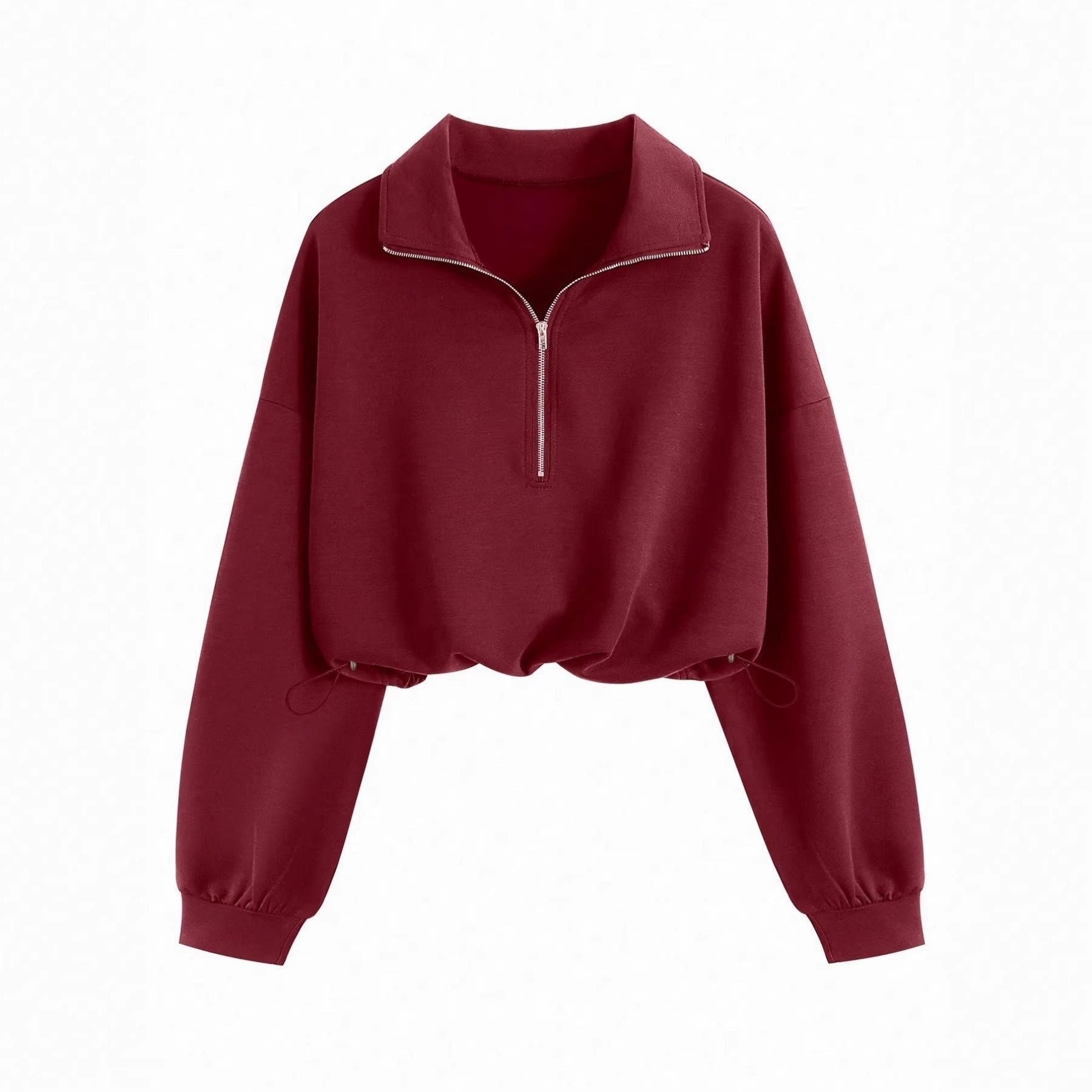 Sweatshirt met Halve Rits Kraag en Trekkoord