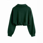 Sweatshirt met Halve Rits Kraag en Trekkoord