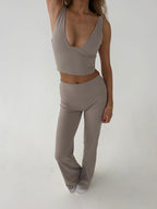 Geribbelde Flared Loungewear Set