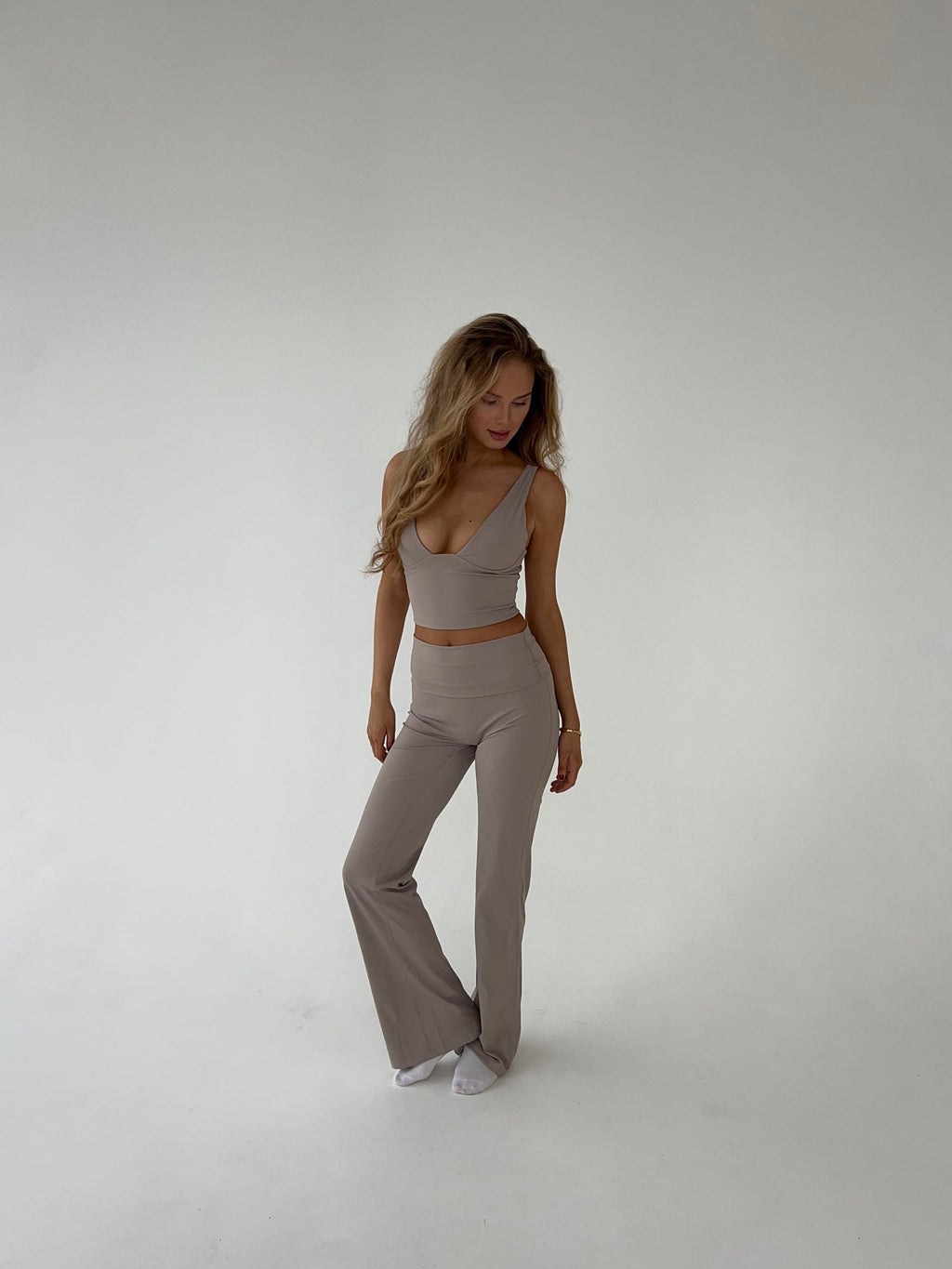 Geribbelde Flared Loungewear Set