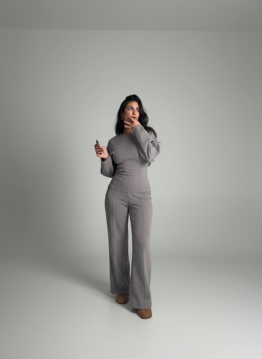 Aubriana Dames Set - Modern Elegante Pofmouwen & Wijde Broek