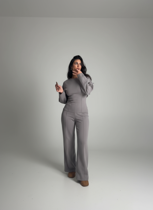 Aubriana Dames Set - Modern Elegante Pofmouwen & Wijde Broek