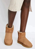 Suede Enkellaarsjes met Faux Bontvoering