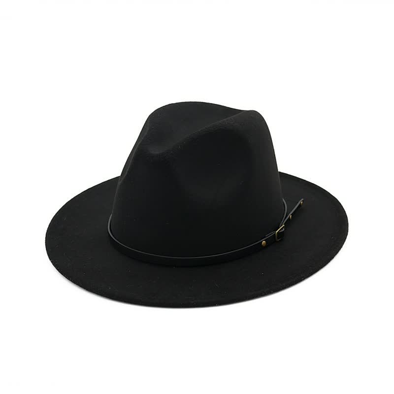 Vilt Fedora Hoed met Gespband Detail