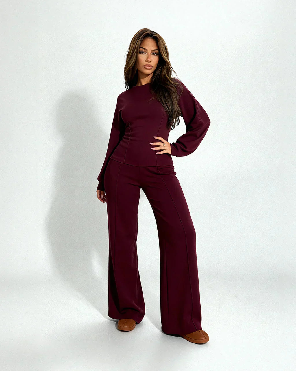 Aubriana Dames Set - Modern Elegante Pofmouwen & Wijde Broek